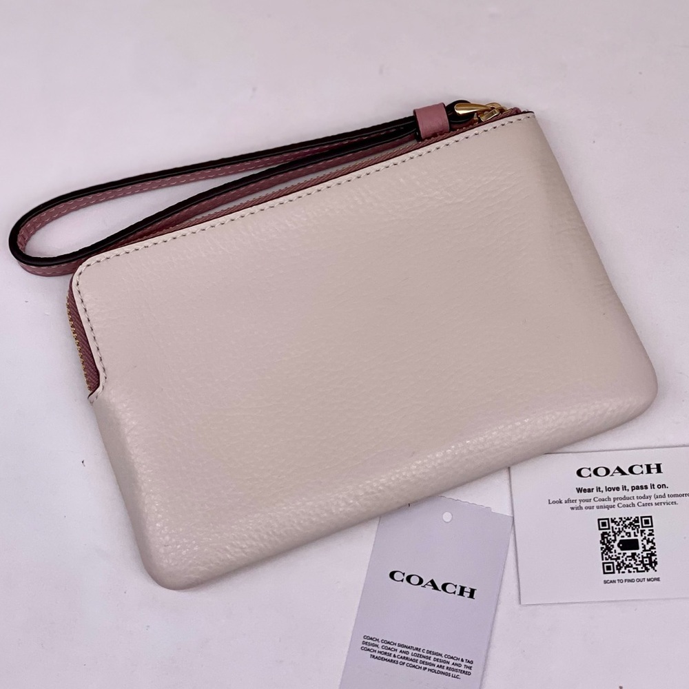 COACH Corner Zip Wristlet Wallet With Stripe Heart Motif - Picture 6 of 15